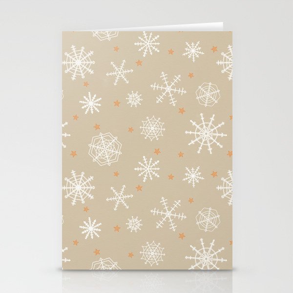 Snowflakes and Stars on Kraft Paper Stationery Cards