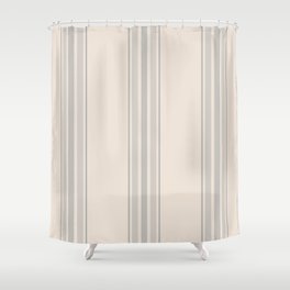 Simple Farmhouse Stripes in Gray on Beige Shower Curtain
