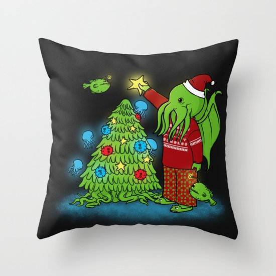 Cthulhu's Happy Holidays Throw Pillow