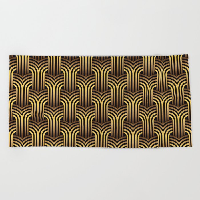 Art Deco wallpaper. Geometric striped ornament. Digital Illustration Background. Beach Towel