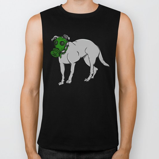 Dog Wearing A Gas Mask Biker Tank