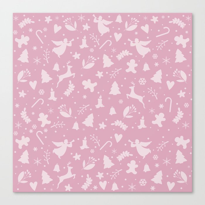 Pink Christmas pattern Canvas Print