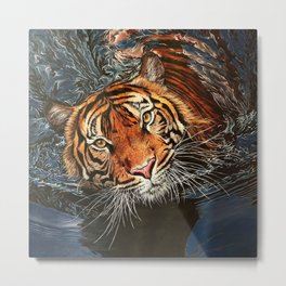 Tiger Shadow Metal Print