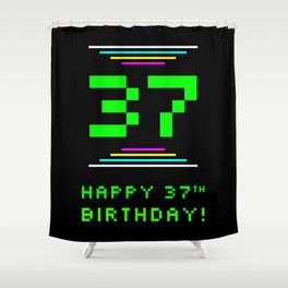 [ Thumbnail: 37th Birthday - Nerdy Geeky Pixelated 8-Bit Computing Graphics Inspired Look Shower Curtain ]