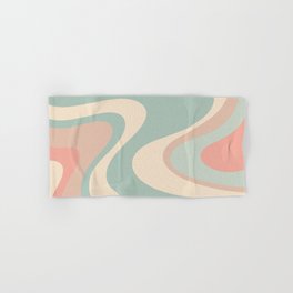 Retro Dream Abstract Swirl Pattern in Celadon Blush Hand & Bath Towel