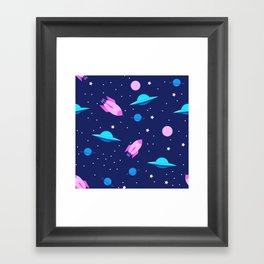 Mysterious Space And Space Objects Pattern Framed Art Print