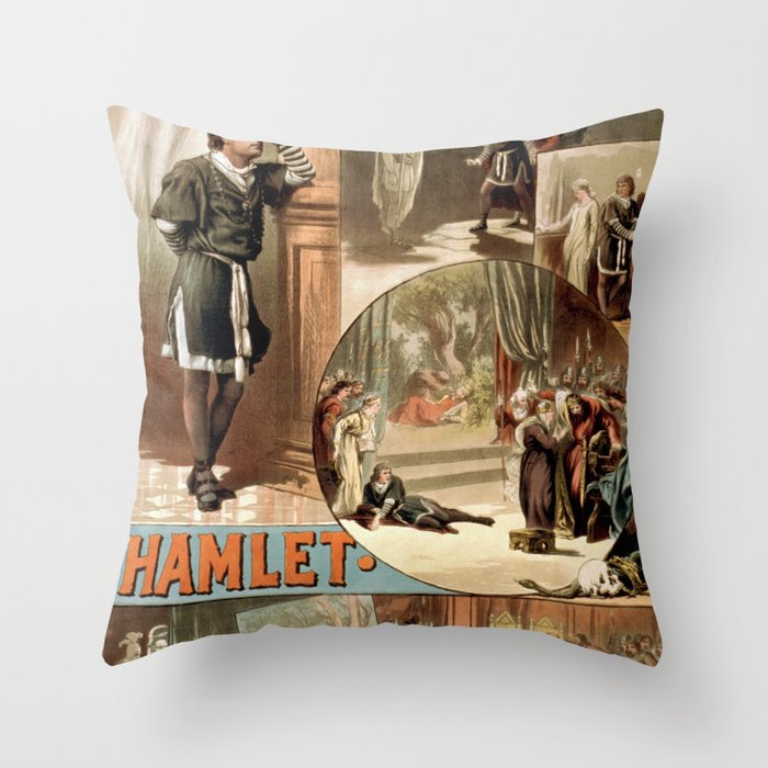 Vintage Hamlet Theatre Poster Throw Pillow