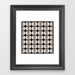 Mid Century Modern Geometric Pattern 157 Mid Mod Black and Linen White Framed Art Print