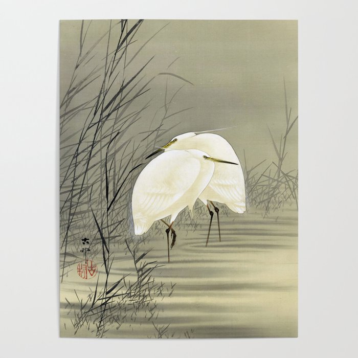 Egrets in Swamp by Ohara Koson Poster