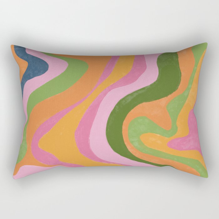 Colorful Swirl Lines in Spring Summer Colors Rectangular Pillow