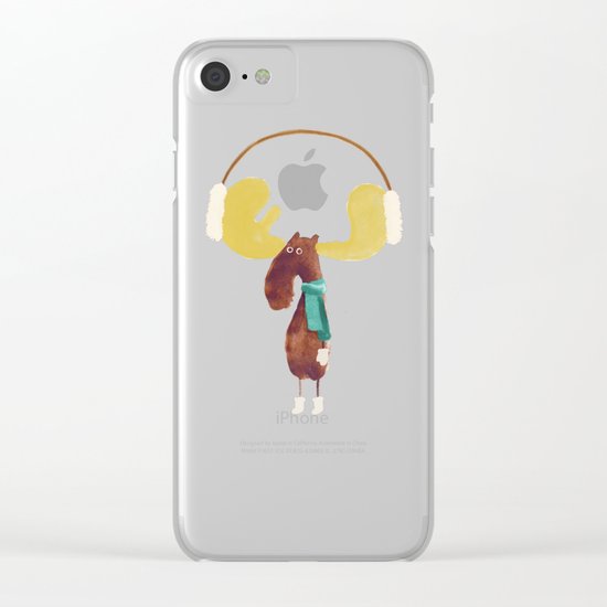 This moose is ready for winter Clear iPhone Case