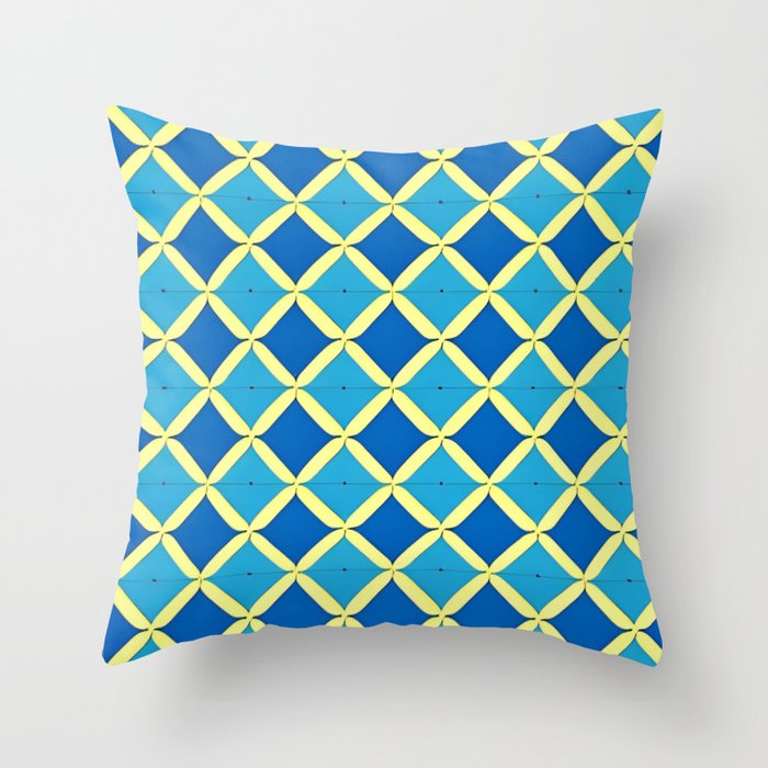 Blue and yellow geometric shapes pattern Throw Pillow