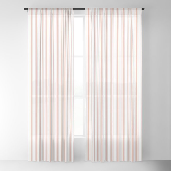 Small Shell Coral Peach Orange Mattress Ticking Stripes Sheer