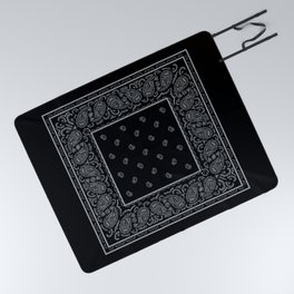 Black and Silver Bandana Picnic Blanket