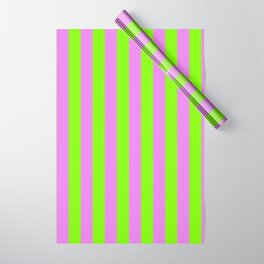 [ Thumbnail: Chartreuse & Violet Colored Lined Pattern Wrapping Paper ]
