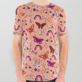 Rainbows & Wings (Peach) All Over Graphic Tee