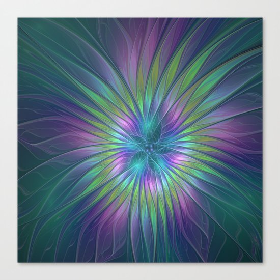 Colorful and luminous Fantasy Flower, Abstract Fractal Art Canvas Print