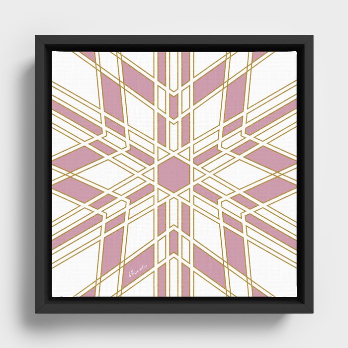Art deco star in gold and pink Framed Canvas