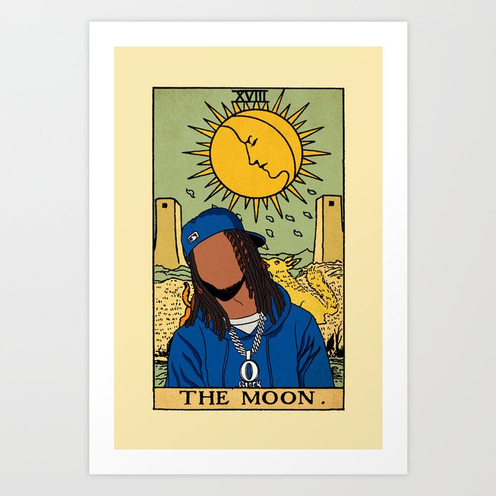 King Von The Moon Tarot Art Print by Liany Pe