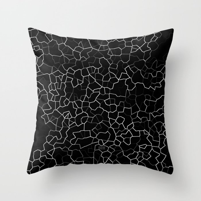 White on Black Crackle Throw Pillow