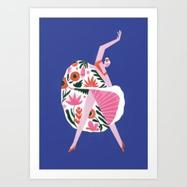 Flamenco Dancer Blue Art Print