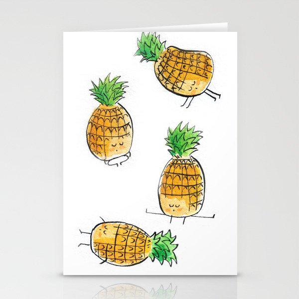 Pineapples doing yoga Stationery Cards