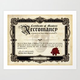 Certificate of Necromancy Art Print