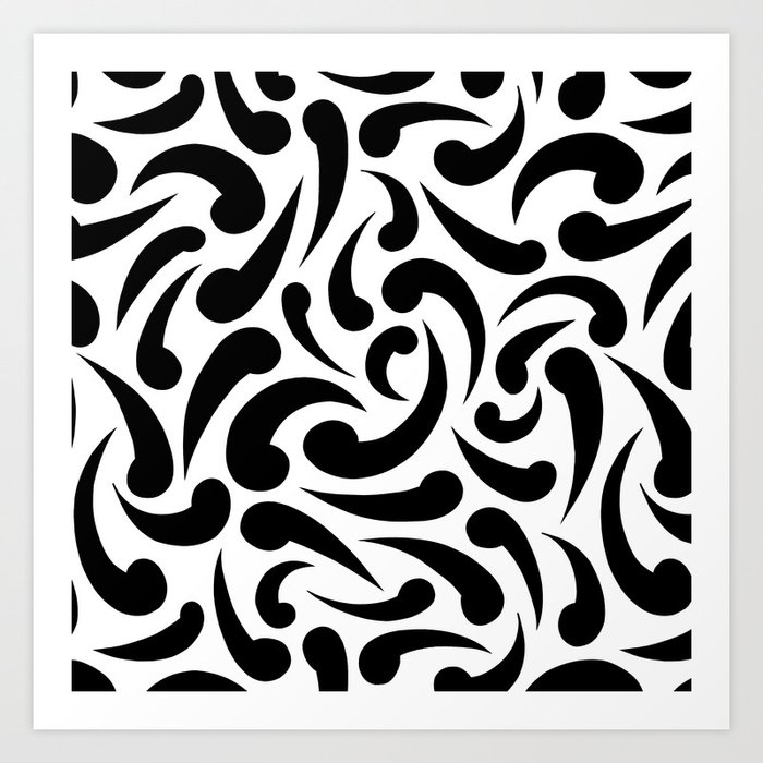 Black Abstract Swirls Art Print