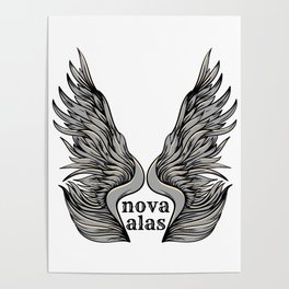 A New wings vector design on black text Poster