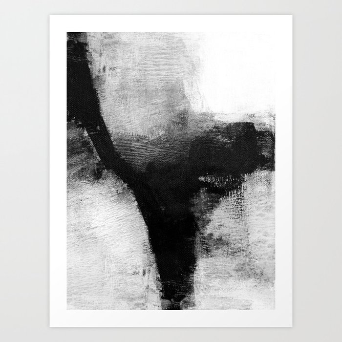 Black And White Textured Abstract Painting Delve 1 Art Print By