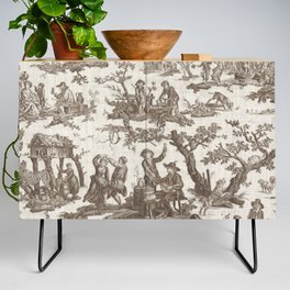 Antique 18th Century Pastoral Dancing French Tapestry Credenza