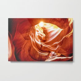 Tunnel of Light - Sunlight Peeks Through in Antelope Canyon in Arizona Metal Print | Abstract, Texture, Southwest, Sunlight, Digital, Color, West, Picture, Western, Photo 