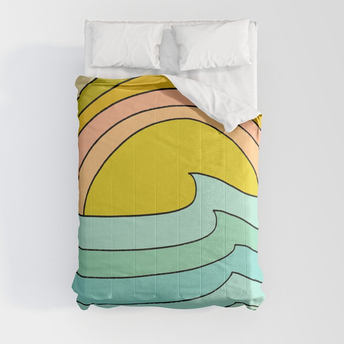 daydreams glassy swells and sunrise radiate by surfy birdy Comforter