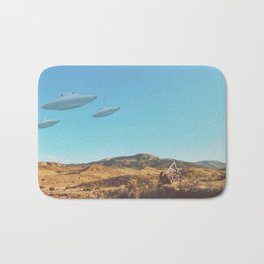 UFO in a California Desert with abandoned objects Bath Mat