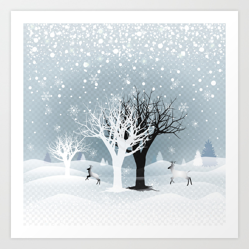 Winter Holiday Fairy Tale Fantasy Snowy Forest Collection Art