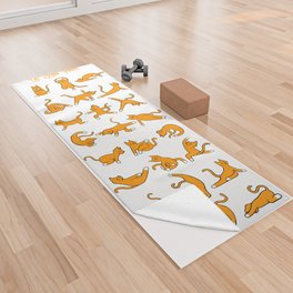 Cat Yoga Poses (Orange) Yoga Towel