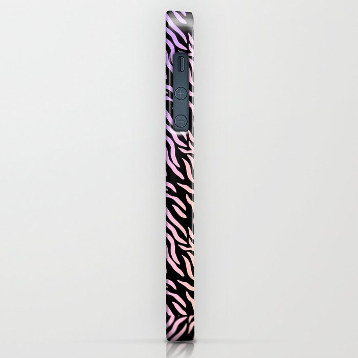 Pastel Rainbow Zebra Stripes Black Background Iphone Case By