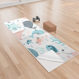 Cute seamless pattern with fish Yoga Towel