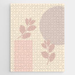 Pastel Fall Leaves - modern abstract illustration inspired by Matisse Jigsaw Puzzle