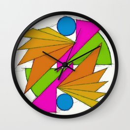 Avian 2 Wall Clock | Painting, Strongpigments, Featherpatterns, Abstractpainting, Triangles, Edges, Circlesspots, Digital, Geometry, Geometricforms 