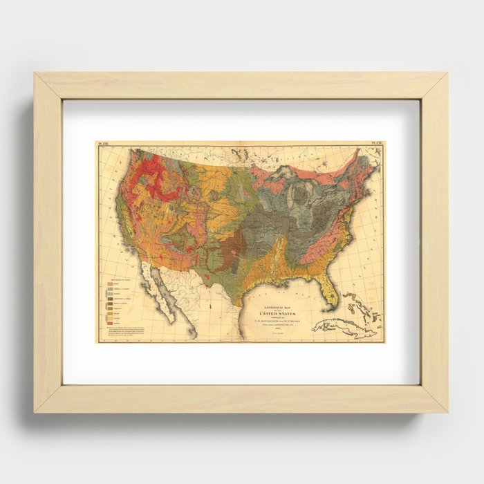 Vintage United States Geological Map Recessed Framed Print