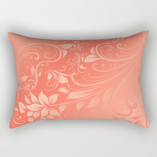 Coral Swirls leaves Rectangular Pillow