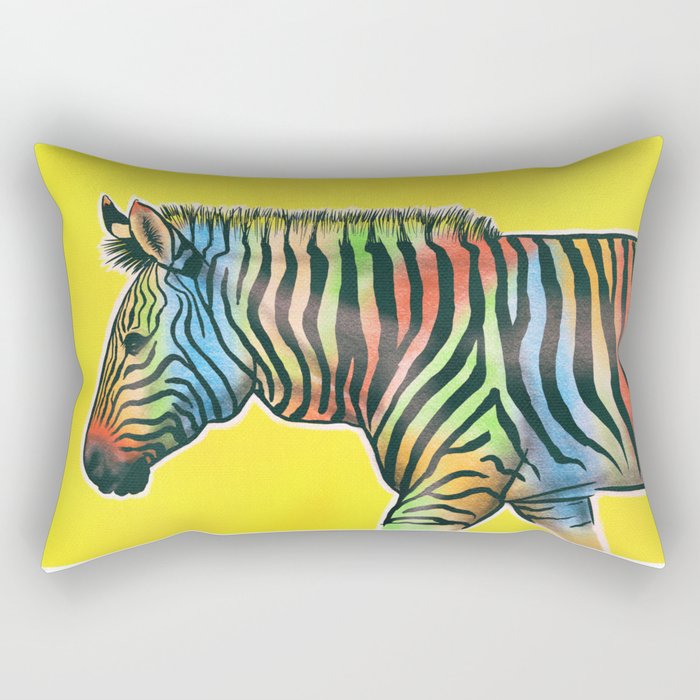 Rainbow Zebra Rectangular Pillow