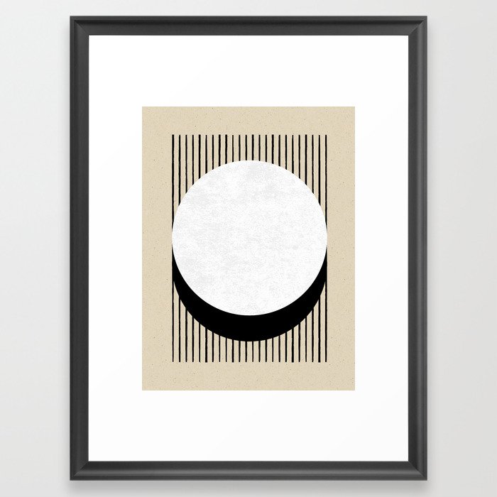Circle B&W Stripes Framed Art Print