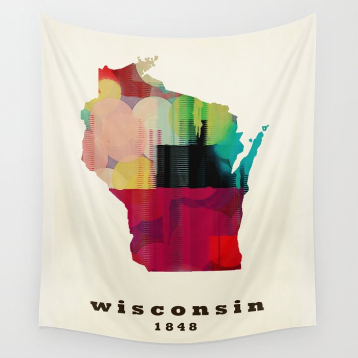 Wisconsin state map modern Wall Tapestry by bri.buckley  Society6