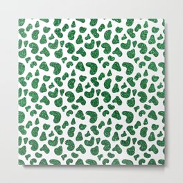 Elegant Emerald Green Glitter Gradient Cheetah Print  Metal Print
