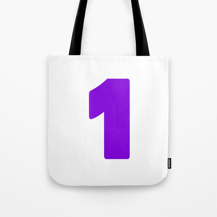 1 (Violet & White Number) Tote Bag
