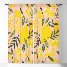 Lemon Blooms – Blush Palette Blackout Curtain