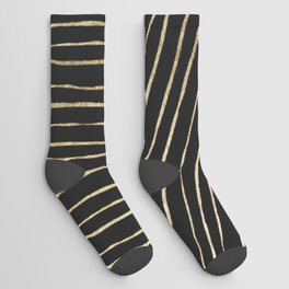 Elegant modern geometrical gold black stripes Socks