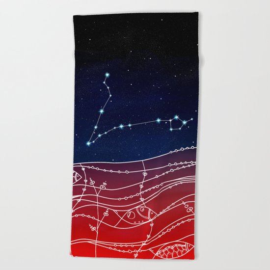 Pisces Constellation Design Beach Towel